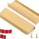 10 Pack 5" (120mm) Overall Length Edge Finger Pull,Brushed Brass Concealed Kitchen Cabinet Handle,Top Mount Flat Cabinet Pulls for Cupboard Door Drawer,6814