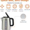 Amazon Basics Electric Stainless Steel Kettle for Tea and Coffee, BPA-Free, Fast Boiling, Auto Shut-Off, Boil-Dry Protection, 1.7 Liter, 1500W, Black and Silver