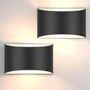 FOLKSMATE Modern LED Wall Sconces, 3000K Warm White Hardwired Wall Lights Set of 2, 10W Up and Down Wall Mount Light, Matte Black Indoor Sconces Wall Lighting