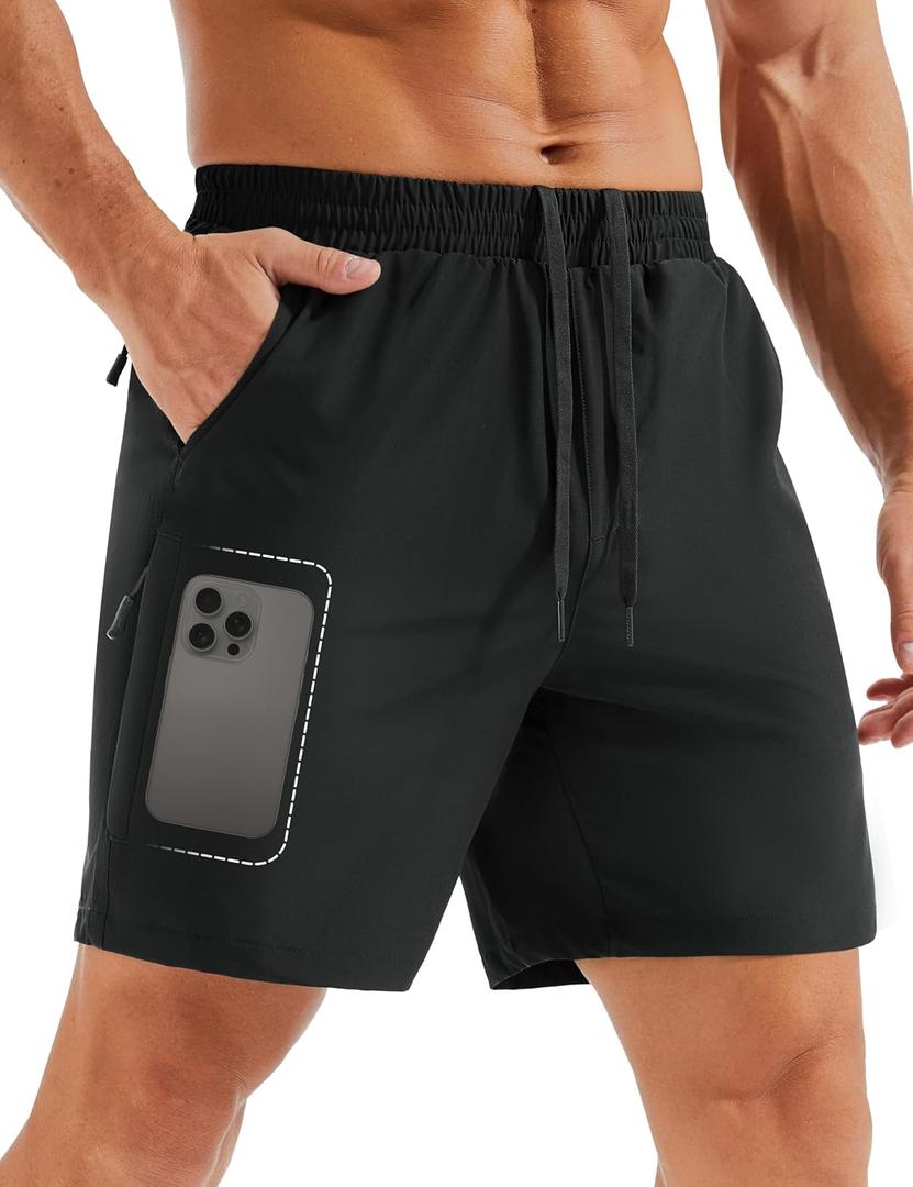 MAGCOMSEN Mens Hiking Shorts 7 Inch Quick Dry Lightweight Workout Athletic (Black), Size 36