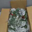 Christmas Garland with Lights,Xmas Garlands with Timer, 9ft Lighted Xmas Garland Snow for Mantle Staircase Front Door Stairs Railing Window Fireplace Winter Outdoor Home Decorations