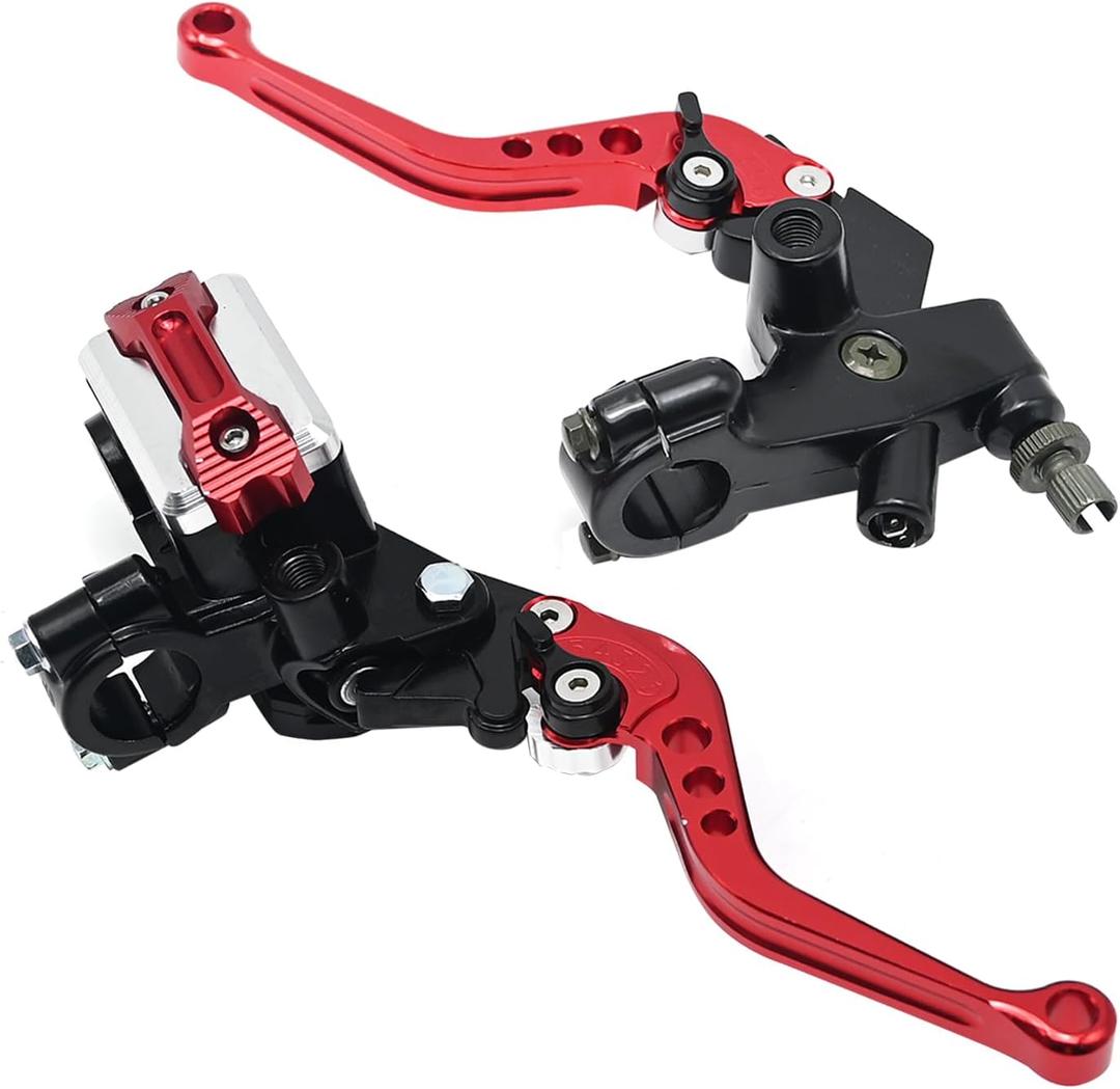 7/8'' 22mm Universal Motorcycle Brake Lever Clutch Master Cylinder Lever Set Reservoir for Harley Honda Kawasaki Suzuki Yamaha