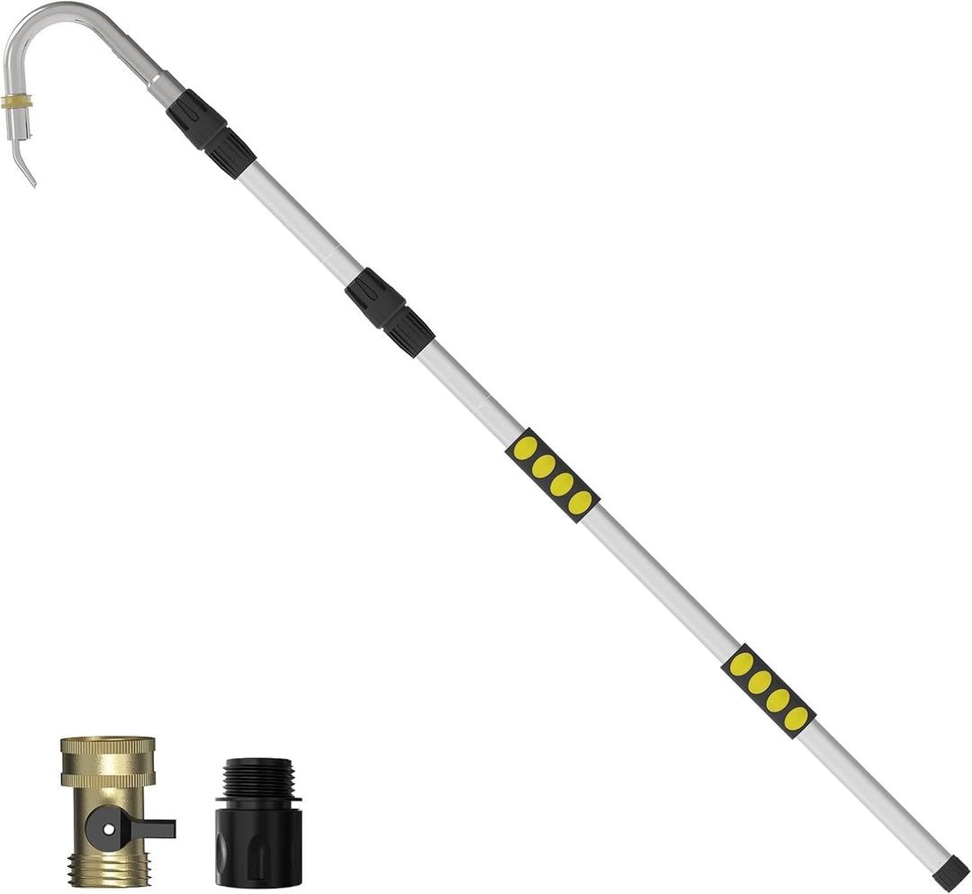 SISUPASSIE 24FT Reach Gutter Cleaning Tools from Ground, Telescopic Rain Gutter Cleaners Tool with Quick Connect Adapter and Heavy Duty Wand for 2nd Story House