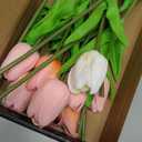 BLISOUL Real Touch Artificial Tulips, 20pcs Fake Tulip Flowers Stem, PU Faux Tulips 13.5” for Mother's Day, Home Decor, Wedding, Easter Valentine's Gift, Table Centerpieces, Pink Series and White