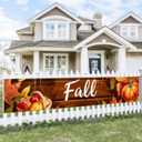 Fall Banner 118 x 20 inchs Autumn Thanksgiving Outdoor Decoration Garden Fence Banner Fall Thanksgiving Leaves Pumpkin Yard Lawn Porch Hanging Decor