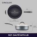 Circulon A1 Series with ScratchDefense Nonstick Induction Cookware, Large Saute Pan with Lid, Nonstick Pan, 5-Quart, Graphite