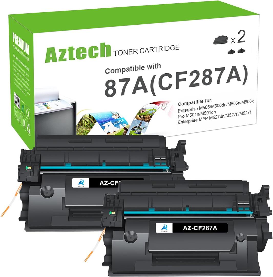 CF287A 87A Toner Cartridge for HP Printer Black M501 M506 CF287X 87X Compatible for HP LaserJet Enterprise Pro M501 M506 M501dn M506dn M506n M506x MFP M527dn M527f M527 Series Printer Ink 2 Pack