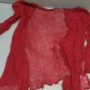 Shiyifa Women's Shrugs 3/4 Sleeve Open Front Cardigan Lightweight Tie Front Bolero Shrug (Red) One Siz