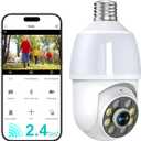 52HZ 2K Light Bulb Security Camera, 2.4GHZ WiFi Lightbulb Security Cameras Wireless Outdoor Indoor, Two-Way Talk, Human Detection, Color Night Vision, Light Socket Security Camera Work with Alexa