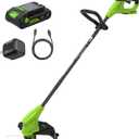 Greenworks 24V 12" Brushless 2-in-1 String Trimmer Kit, Ultra Lightweight & Easy to Use, Auto-Feed System, 3-Piece Shaft, 2.0Ah USB-C Battery, 30W GAN Charger, 12" NEW