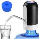 CHIVENIDO 5 Gallon Water Dispenser - Water Bottle Pump with Reusable Cap for Screw Top or Crown Tops, USB Charging Water Jug Dispenser for Universal 2-5 Gallon Bottle (Black)