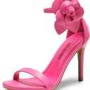DREAM PAIRS Women's High Heels Flower Ankle Strap Stilettos Round Open Toe Dressy Sexy Sandals (9.5, Hot Pink-pu)