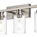 Bathroom Vanity Light Fixtures Over Mirror,6 Light Bathroom Wall Sconces Lighting with Metal Base and Seeded Glass Shade for Porch Workshop Dressing Table