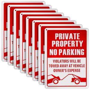 Lounsweer 8 Pcs No Parking Sign 14 x 10 Inch Metal Reflective Private Property Sign Violators Will Be Towed Rust Free Aluminum, UV Protected, Weather Resistant, Waterproof, Durable Ink, Easy to Mount, 10x14 inches
