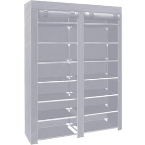 ERONE Shoe Rack Storage Organize, 28 Pairs Portable Double Row with Nonwoven Fabric Cover Shoe Shelf Cabinet for Closet (Grey)