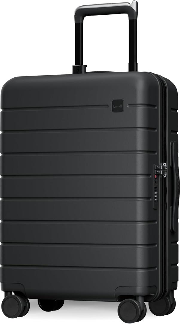 LUGGEX Carry On Luggage,HUP3 Accelerate Access with DiHook, Handy Pouch, 20 inch Hard Shell Suitcases with Spinner Wheels, Non Expandable(EX-Enhance,Reef Black,20 Inch,37L)