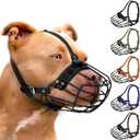 Pitbull Dog Muzzle Breathable metai Baskenfo
Large Dogs Amstaff Staffordshire Terrier Secure Wire Mask Adjustable Durable Leather Straps Biting Chewing Barking (Black)