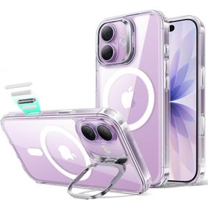 ESR for iPhone 17 Case with Stash Stand, Camera Control Cover Compatible with MagSafe, Military-Grade Drop Protection Magnetic Phone Case for iPhone 17, Scratch-Resistant Back Cover,Clear