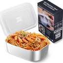 Buddew 1.5L 304 Stainless Steel Inner Container Electric Lunch Box, Removable Replacement Tray with Sealed Silicone Cover, Easy to Clean, Eco Friendly and Dishwasher Safe