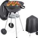 Charcoal Grill 18 inch Barbecue Grill with Waterproof Grill Cover for Outdoor Courtyard Picnic Camping Tailgating BBQ Kettle, 15.4"D x 16"W x 34.6"H