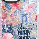 ChiCsFleur for iPhone 13 / iPhone 14 Case, TPU Phone case with Camera Protection for Women Girls Teens - Coastal Collage Pink Bow Disco Ball Y2K Gift Tropical Floral Blue White Aesthetic Unique (MarineOcean)