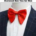 Luckyvestir Oversized Bow Ties for Men, Black/Red Big Bow Tie, Solid Color Pretie Bowtie Men for Tuxedo Wedding