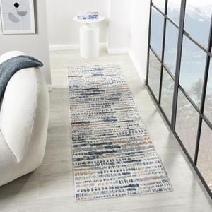 LR Home 2 x 7 Machine Washable Indoor Runner Rug for Home Decor | Contemporary Abstract Carpet for Living Room Decor | Modern Transitional Rugs Suitable for Bedroom, Living Room, Office | Blue/Gray