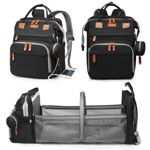 Baby Diaper Bags with Changing Station, Waterproof Diaper Bag Backpack for Moms Dads with USB Charging Port, Baby Shower Gifts, Large Capacity diaper backpack, Black