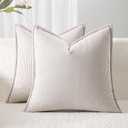 Corduroy Throw Pillow Covers 18x18 Set of 2  Boho Decorative Pillow Covers for Couch, Sofa, Bed  Soft Square Cushion Covers for Living Room Decor (No Insert) Beige