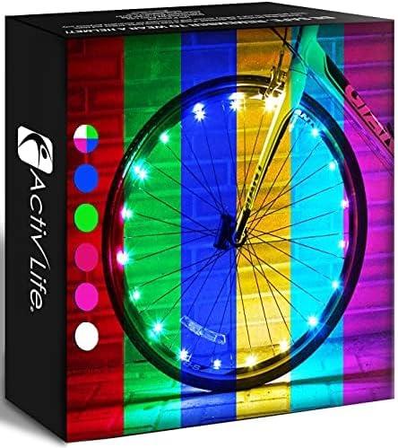 Activ Life 2-Tire Pack LED Bike Wheel Lights with Batteries Included, Get 100% Brighter and Visible from All Angles for Ultimate Safety and Style (Color-Changing)
