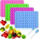 Palksky 4PCS Fruit Snack Molds Silicone, Gummy Molds Trays with Dropper for Candy Chocolate Gummies Baking(Cherries Grape Banana Apple Pineapple)