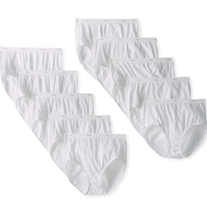 Hanes Womens 10 Pack Cotton Brief Panty, White, Size 7