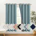 NICETOWN 100% Absolutely Blackout Linen Curtains with Thermal Insulated White Liner, Skylark Blue, 52 inches Wide, 72 inches Length Energy Saving Curtains for Living Room 2 Panels Set, Vertical Blinds