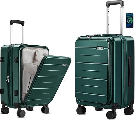 Carry On Luggage with Top Opening, Expandable with Front Pocket and USB Charging Port, Lightweight with Front Compartment Rolling Suitcases with Spinner Wheels, 22 x 14 x 9 inches