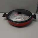 2-In-1 Nonstick Frying Pan Skillet with lid, 13.5 Inch Large Deep Frying Pan, 5 Qt Non Stick Saute Pan with Cover, Induction Pan, Non Toxic Cooking Pan with Helper Handle, PFOA PFOS APEO Free (Red)