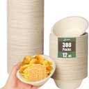 Dynta 380 Pack 12oz Paper Bowls, Small Compostable Disposable Bowls for Parties, Desserts| Microwave & Freezer Safe(Natural Brown)