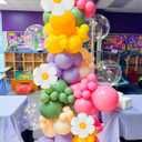 Daisy Balloon Arch Garland Kit, 152 Pcs Pastel WildFlower Balloons Arch Kit in Pink, Green, Purple, Blue, Yellow and Beige for Baby Shower, Spring Daisy Theme Birthday Decorations