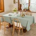 Laolitou Sage Green Checkered Spring Table Cloth Rectangle Table Gingham Textured Cotton Linen Tablecloth Wrinkle Free Stain Resistant Plaid Table Cover for Dining Kitchen, 52"X70"
