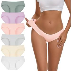 INNERSY Womens Underwear Low Rise Cotton Hipster Panties Soft Breathable Ladies Briefs 6-Pack, Large