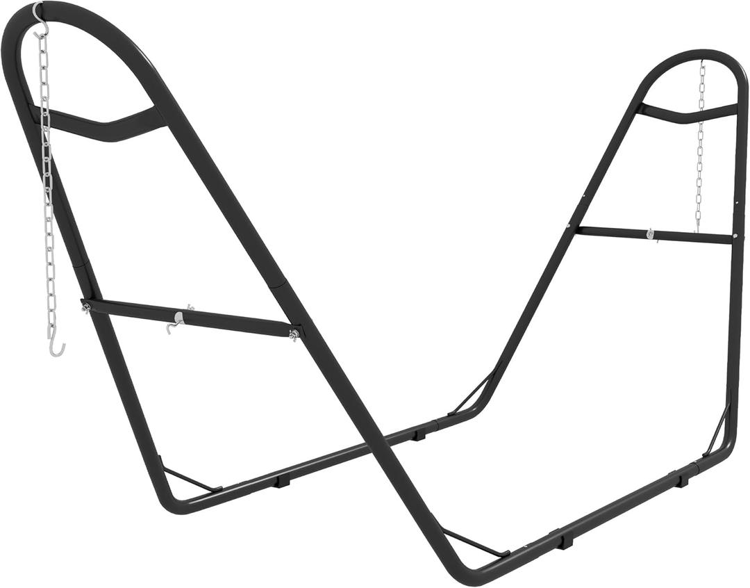 Outsunny Hammock Stand for 2 Person, Portable Adjustable Steel Frame Hammock Stand with Weather Resistant Finish, for 9-14ft Hammocks, 10.3', 550 lbs. Capacity, Black