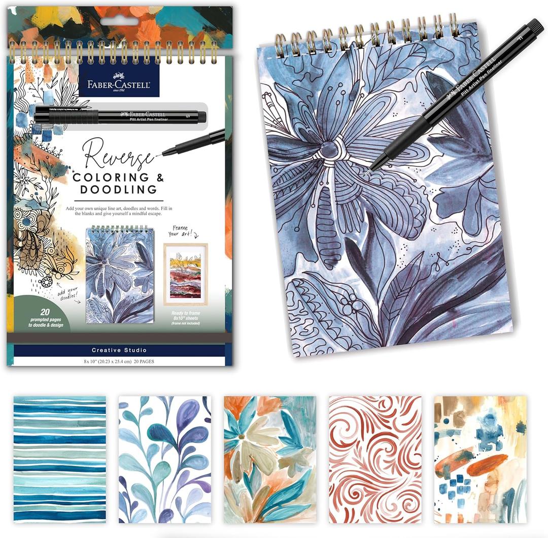 Faber-Castell Reverse Coloring Book & Doodling: Neutrals - Reverse Coloring Book for Adults, Adult Coloring Books for Anxiety and Relaxation