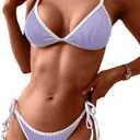 ZAFUL Women's High Cut Thong Zebra Giraffe Print String Bikini Set Swimwear, M