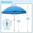 Beach Umbrella w/Sand Anchor & Tilt, Heavy Duty Wind Outdoor Umbrellas with Air Vents Design & Carry Bag, UV 50+ Protection Portable Sun Shade for Patio, Pool, Garden