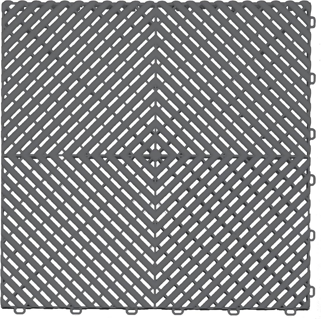 Swisstrax Ribtrax PRO Interlocking Garage Floor Tiles, 15.75 x 15.75-Inch, Slate Grey, 24 Piece Set