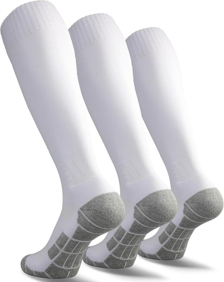 CWVLC Soccer Socks (1/3/5 pairs) Team Sport Knee High Socks for Adult Youth Kids (Large)