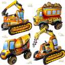4 Pcs Self Standing 4d Construction Balloons Birthday Party Supplies Excavator Vehicle Dump Truck Mixer Truck Foil Balloons for Construction Birthday Party Decorations