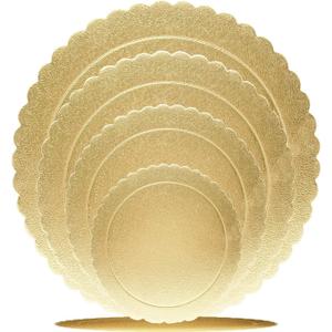 2 x 4 Pack Cake Boards Golden Round Cake Circles 6, 8, 10, 12 Inch Cake Base Cardboard, 1 of Each Size Set for Baking Cake, Gold