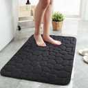 Black Memory Foam Bath Mat 24 X 36 for Bathroom Bedroom Indoor Soft Non Slip Machine Washable
