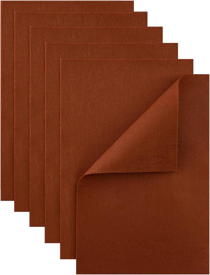 HaoFeiJH Brown Felt Fabric Sheets - 6PCS Felt Squares - 8x12 1 Colors Soft Felt Squares, 1.5mm for Sewing, Patchwork, Decoration, Embroidering, Book, DIY Craft