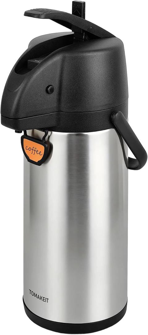 Airpot Coffee Dispenser Thermal with Pump,2.5L/85 Oz Insulated Stainless Steel Large Airpot Coffee Carafe Lever Action for Hot/Cold Water,Thermal Carafes for Hot Cocoa for Parties (EXP 05/08/29)